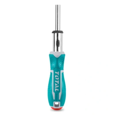Image de TOTAL Tournevis avec 23 accessoires interchangeables Fonction cliquet 22 dents Canne double interchangeable 16 embouts magnétiques 7 verres