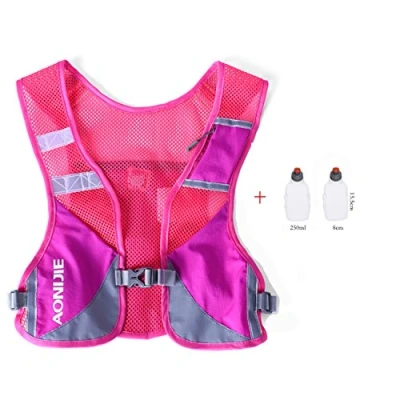 Image de AONIJIE Poids léger Sac à dos d&#039;hydratation de randonnée en plein air Marathon Vest Climbing Cycling Backpack Avec 2 bouteilles 250 ml (Rose rouge)