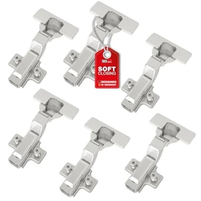 Image de SOTECH SMOOTH 6 pièces charnières à pot SOFT CLOSE 105 butée intérieure T52 avec plaques de montage, couvercles, vis et montage rapide KLIP, testées 50 000 cycles