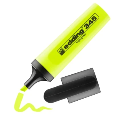 Image de edding 345 surligneurs jaune 1 stylo Pointe biseautée 2 5 mm parfait pour des marquages et surlignages lumineux de textes notes