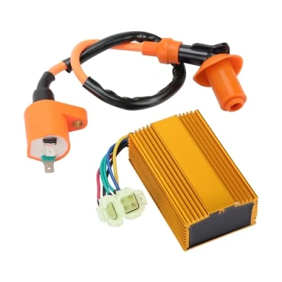 Image de GOOFIT Bobine d&#039;allumage AC avec boîte CDI à 6 Broches 50cc 125cc 150cca Convient Remplacement pour Le Scooter Chinois de Haute Performance Racing GY6