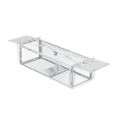 Image de Relaxdays piège à souris vivante, cage métallique, attrape souris, rats, 11,5 x 40 14,5 cm, souricière, argenté