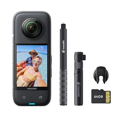 Image de Insta360 X3 Kit Bullet Time Caméra d&#039;action 360 Degrés Étanche avec Capteur 1/2&quot;, Photos 5,7K 72MP, Stabilisation, Montages IA, Commande vocale