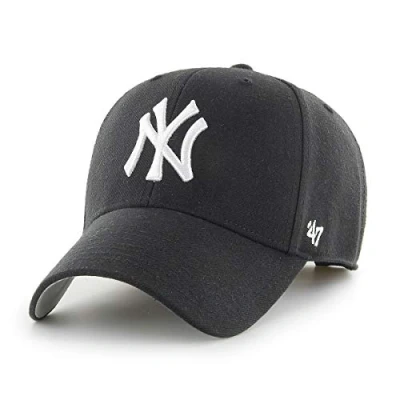 Image de 47 MLB New York Yankees MVP Casquette de baseball unisexe avec sangle réglable : blanc NY Logo couleur noire, Noir , taille unique