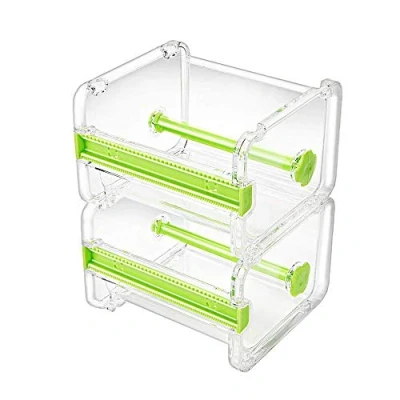 Image de molshine Lot de 2 Distributeurs Ruban Masquage Multi Washi Transparent pour Bureau,Coupe Ruban,Support Base Rouleau (Non Compris le Masquage) (Vert)