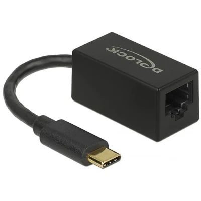 Image de DeLOCK Adaptateur SuperSpeed USB (USB 3.2 Gen 1) avec Type C™ mâle &gt; Gigabit LAN 10/100/1000 Mbps compact noir Neuf