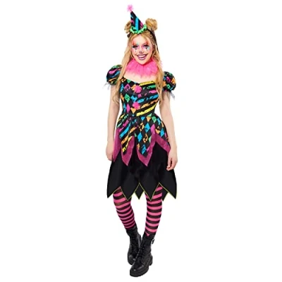 Image de amscan 9917870 Déguisement de clown d&#039;Halloween pour femme Multicolore Taille 40 42