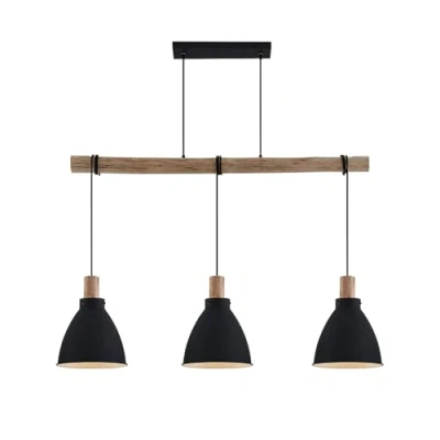 Image de Lindby Suspension Trebale à intensité variable (Scandinave) en Noir Métal e. a. pour Salon &amp; Salle manger (à 3 lampes, E27), Luminaire, Lampe Plafond, Luminaire Plafonnier,