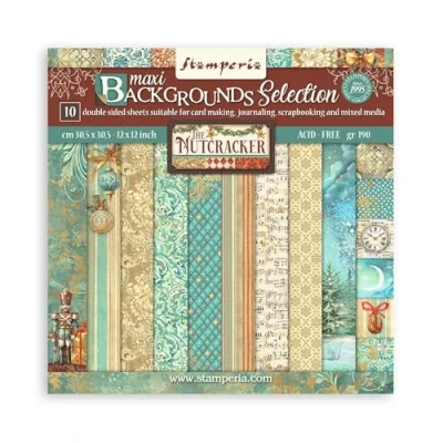 Image de Stamperia Papier de scrapbooking pour scrapbooking, albums, cartes, bullet journals et plus, sans acide, double face, parfait l&#039;artisanat le cadeau (The Nutcracker Maxi Background) (30,5 x