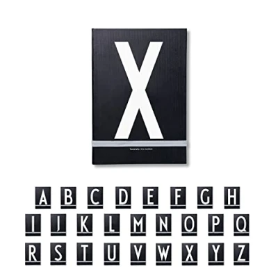 Image de Design Letters Cahier personnel (Noir) x Couverture rigide, avec ruban de marque page, disponible A à Z, l: 21 14,8 cm, 146 pages