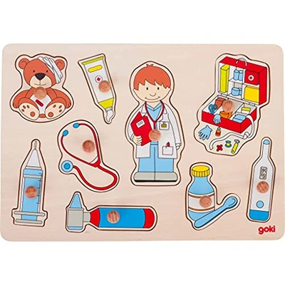 Image de Goki Puzzle à encastrements chez Le médecin 9 pièces, 57748, Multicolore