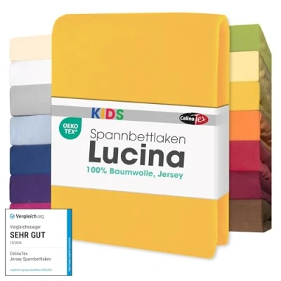 Image de CelinaTex Lucina bébé Enfants Drap Housse Berceau Lite Enfant Coton 3er Set 60x120 70x140 cm Jaune maïs