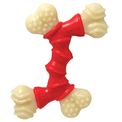 Image de Nylabone os à ronger et jouet dentaire pour les mâcheurs agressifs, double extrémité, saveur bacon XS Convient aux tout petits chiens pesant jusqu’à 7 kilos