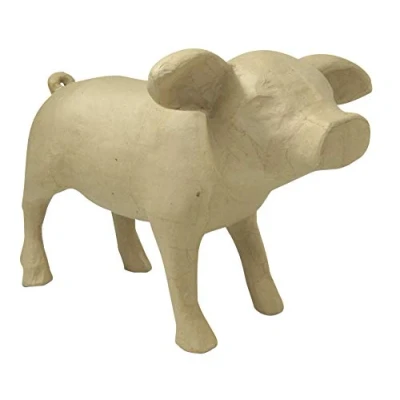 Image de Décopatch LA013C Un support en papier brun mâché 41x27x28 cm, Bébé cochon