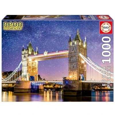 Image de Educa Puzzle de 1000 pièces pour Adultes ui Brille dans l&#039;obscurité Tower Bridge, Londres &#039;Neon&#039;. Contient Environ la Colle Fix Puzzle. À partir 14 Ans (19930)