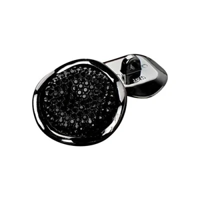 Image de Anjing Lot de 12 boutons ronds brillants avec bords ondulés en résine et strass, Noir , 18 mm
