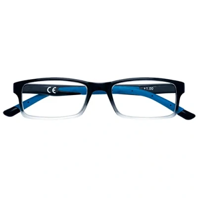 Image de Zippo Lunettes de lecture de, faite avec un cadre lignes douces, idéale pour les hommes et femmes, dioptre +1,00, Black ombragée, Rodons bleus