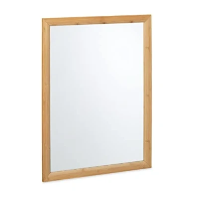 Image de Relaxdays Miroir Mural, Cadre en Bambou, à Suspendre, H x L : 80 60 cm, Dressing, entrée, Salle Bain, Nature