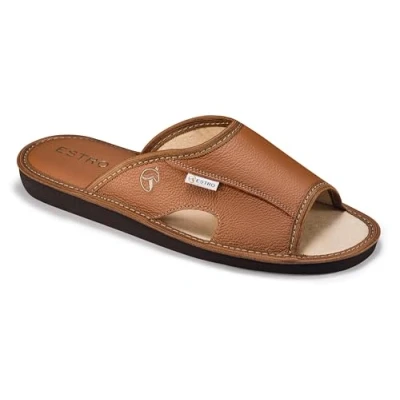 Image de ESTRO Chaussons Hommes Pantoufle Chausson Homme Cuir Mules Pantoufles Semelle Inoubliable Verano (Or, 46 EU)