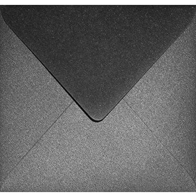 Image de Netuno 25 enveloppes carrées noires 153x153mm Aster Metallic Black rabat pointu nacrées brillantes métallisées pour invitations anniversaires mariage cartes de vœux funérailles