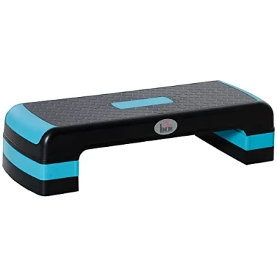 Image de HOMCOM Stepper aérobic fitness hauteur réglable 3 niveaux surface antidérapante plastique 78 x 28 20 cm noir et bleu