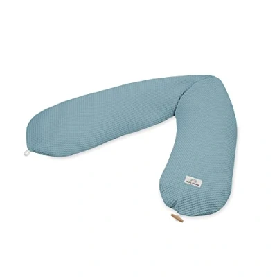 Image de Julius Zöllner Wafffelpique Coussin d&#039;allaitement env. 190 cm Garnissage 42 litres de microbilles EPS Fabriqué en Allemagne Housse 100% Coton Oeko TEX® Standard 100 Greenery