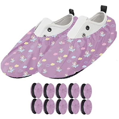 Image de Ferocity Couvre Chaussures Réutilisables EU 25 30 Hydrofuges Protège Antidérapants et Lavables pour Enfants Garçons Filles en Polyester de Haute Qualité avec Colorés Cloud Unicorn x5 [142]