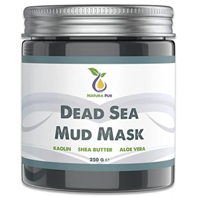 Image de Masque visage boue de la Mer Morte 250 g, Naturel et Vegan anti comédogène, points noirs acné Soin âge pour peaux sèches à problèmes corps