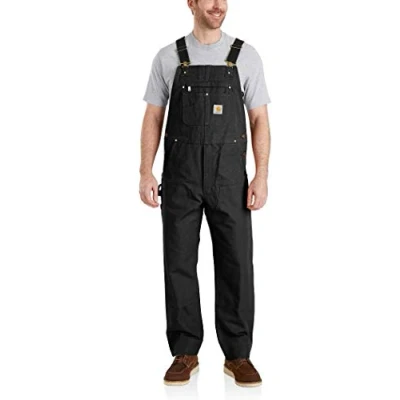 Image de Carhartt Salopette en Toile Lourde Coupe Décontractée Homme, Noir, 38W / 30L