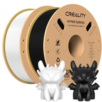 Image de Creality Official Hyper PLA Filament Noir+Blanc 2KG, pour Imprimante 3D Impression à Haute Vitesse, Durable, Lisse, Performance de Surplomb Précision Dimensionnelle +/ 0.03mm