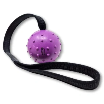 Image de Jouet pour chien WEPO Balle à lancer en caoutchouc naturel avec corde, légère Idéale chiot Diamètre 7 cm