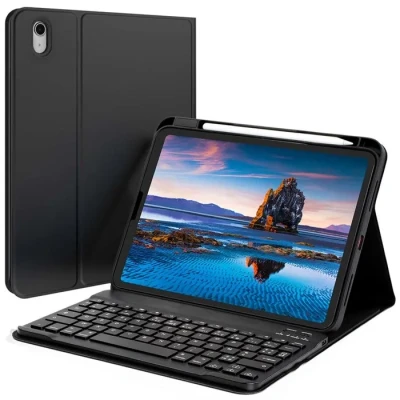 Image de Étui de tablette portefeuille Bluetooth Clavier AZERTY iPad 10.9 (2022) Noir ACCEZZ