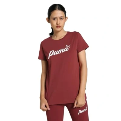 Image de Puma Script TEE Tshirt imprimé, Femme, Taille: Medium, Intense red