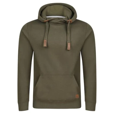 Image de riverso RIVniklas Pull à Capuche pour Homme avec et Poche Kangourou, col croisé régulier, uni, Coton, Gris, Marron, Vert, Rouge, Bleu, Noir, S, M, L, XL, 2XL, 3XL, 4XL, 5XL Vert XXXXL