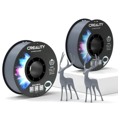 Image de Creality filament PETG officiel gris, pour imprimante 3D, 1,75 mm, 2 kg, sans nœuds, forte adhérence et performance de surplomb, précision dimensionnelle +/ 0,03 mm