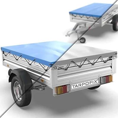 Image de Tarpofix® Bâche protection plate 207,5 x 114 6 cm avec corde de remorque renforcée en PVC Bache pour divers modèles remorques voitures 750kg