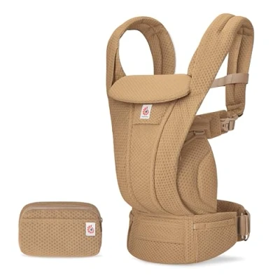 Image de Ergobaby Omni Deluxe porte bébé tout en un pour les nouveau nés dès la naissance jusqu&#039;à 20kg, ergonomique mesh 4 positions, dorsal, de voyage, Camel