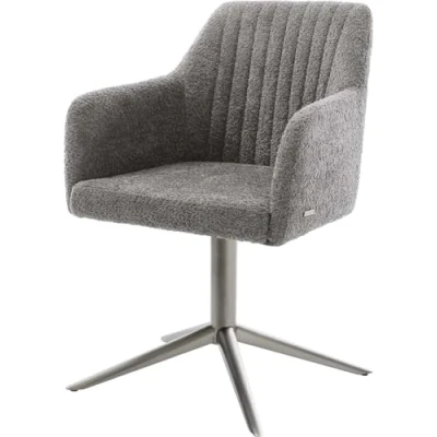 Image de chaise pivotante Pejo Flex bouclé gris pied de 4 branches grafiete pivotement sur 360 fonction bascule ressorts ensachés