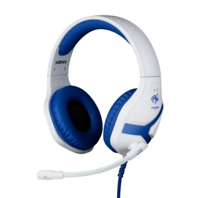 Image de Konix FFF Casque Gaming Filaire Nemesis pour PS4, PS5, Switch et Xbox Microphone 45 Câble 1,5 m Prise Jack 3,5 mm Blanc Bleu