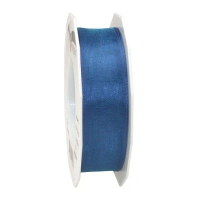 Image de PRÄSENT C.E. Pattberg Ruban en Organza avec Fil de Fer Bleu 25 mm x m