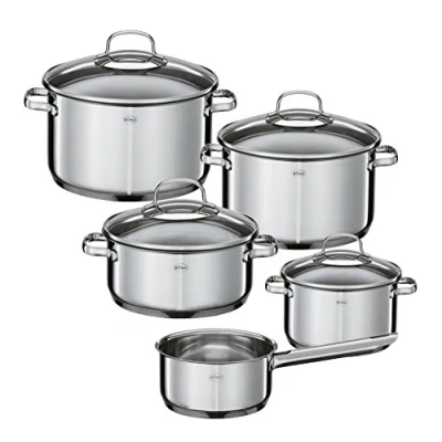 Image de Rösle Elegance Set de 5 casseroles, Acier Inoxydable, avec Couvercle en Verre, sauteuse, marmite, Casserole à Manche, Graduation intérieure, adapté l&#039;induction, Lavable au Lave Vaisselle