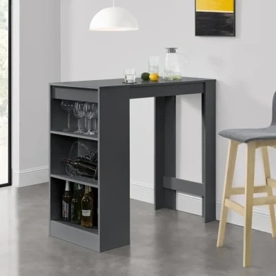 Image de [en.casa] Table de Bar avec Rangement Bistro Haut 3 Étagères Panneaux Particules 110 x 50 103 cm Gris Foncé