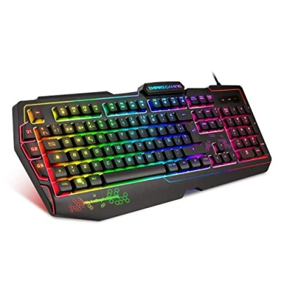 Image de EMPIRE GAMING Teclado de Juegos K900 (Layout Español) 105 teclas Semi Mecánicas Retroiluminación LED RGB, 9 Modos: 8 predefinidos y 1 personalizable 19 Anti ghosting