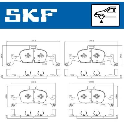 Image de SKF VKBP 80277 Jeu de plaquettes frein préparé pour indicateur d&#039;usure AUDI: A4 B9 Avant, Q5, Berline