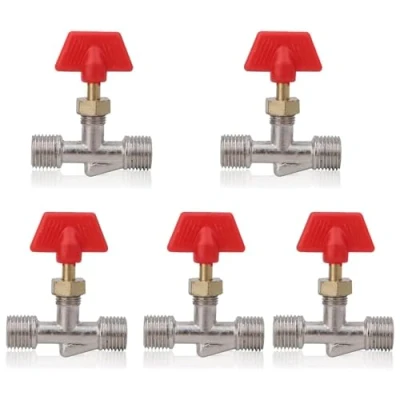 Image de Valve à aiguille 1/4in, 5 pièces Vanne pointeau de compresseur d&#039;air rechange structure robinet tournant sphérique flotteur en laiton pour