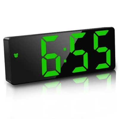 Image de JQGO Réveil Numérique, 6,7 &quot;LED Horlogue Digitale de Chevet Matin ， Activation vocale/Non Ticking/Snooze/Température/Datetime Luminosité Réglable pour Enfants Adultes,Vert