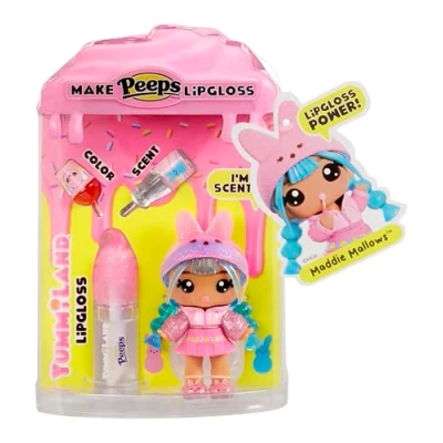 Image de Yummiland x PEEPS Poupée Lip Gloss Maddie Mallows 1 Avec Vêtements Personnalisables et Kit une Couleur Unique, un Parfum Base Transparente, Pour Enfants de 4 Ans +