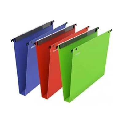 Image de Esselte VGM VisioPlus PP Dossiers Suspendus A4 Verticaux, Capacité 350 Feuilles, Fond 30 mm, Entraxe 330 Porte Étiquette XL Intégré, Lot de 10, Coloris Assortis, 58158