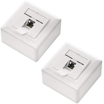 Image de deleyCON 2x CAT6 Universel Prise Réseau 1x Port RJ45 Blindé Surface ou Affleurant 1 Gigabit Ethernet EIA/TIA 568B Blanc