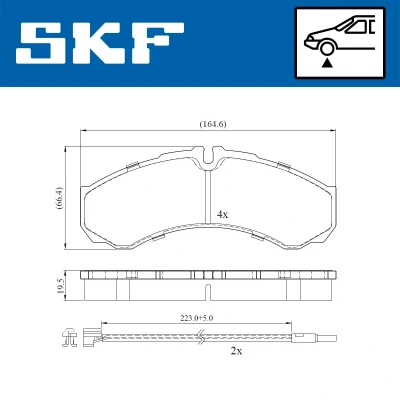 Image de SKF VKBP 80422 E Jeu de plaquettes frein contact signal d&#039;usure inclus